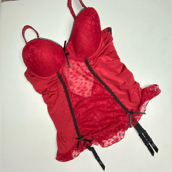 NWT RED/BLK Push-up Chemise, L *P1031 - Picture 1 of 7